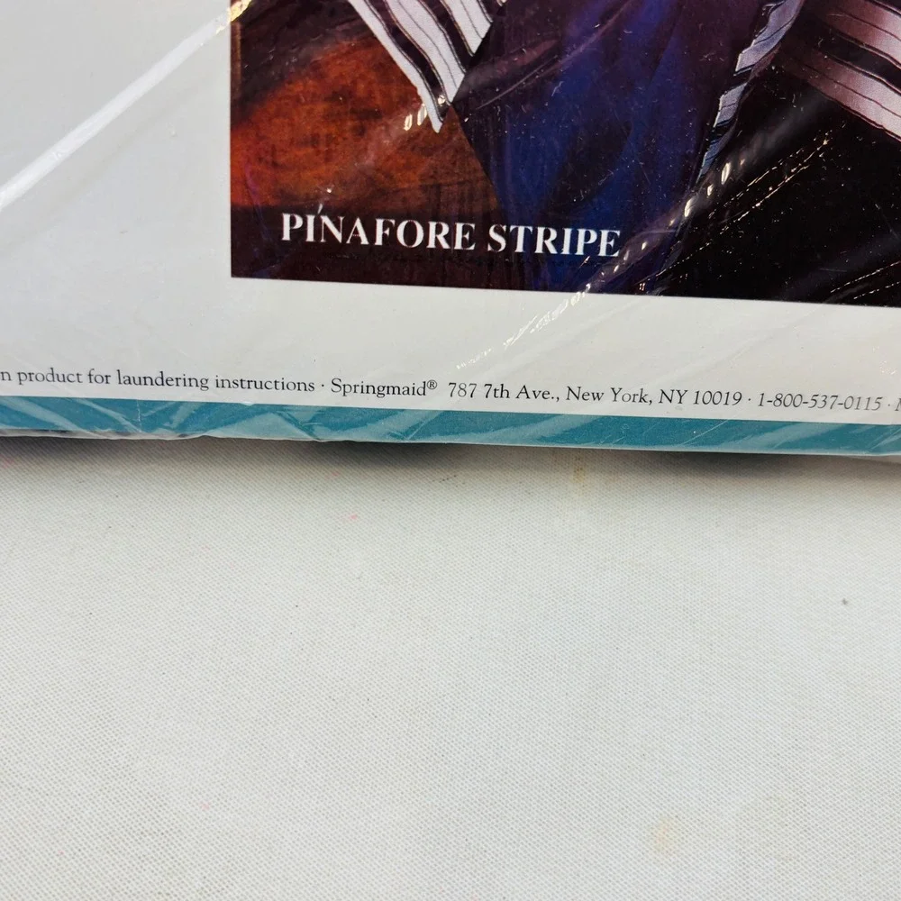 Vintage Springmaid Pinafore Stripe Full Flat Sheet Hunter Green No-Iron Percale